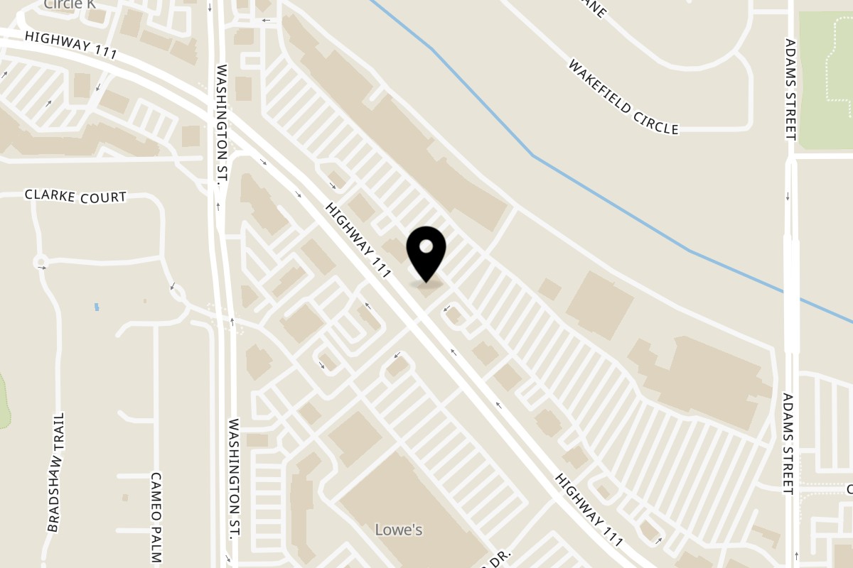Map showing the location of Happy Tea Cafe on 78742 CA-111 Ste C in La Quinta